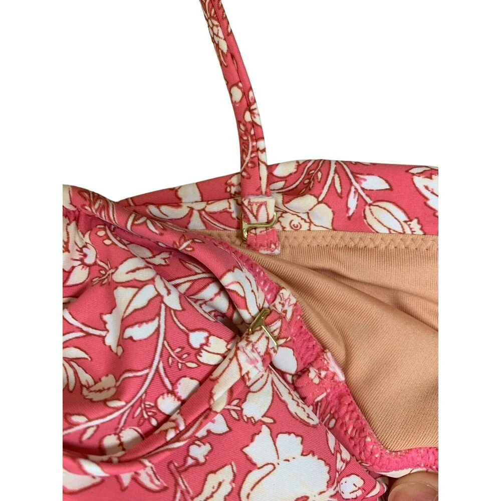J. Crew Women's 24 Pink Tossed Floral Ruched Sweetheart One-Piece Swimsuit New! - Picture 9 of 11